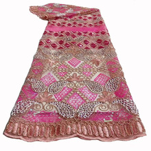 非洲礼服布料中东网布刺绣亮片蕾丝绣花sequin embroidery lace
