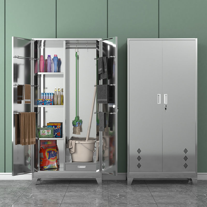 工具柜不锈钢清洁柜卫生柜家用阳台储物柜学校工厂拖把收纳柜保洁