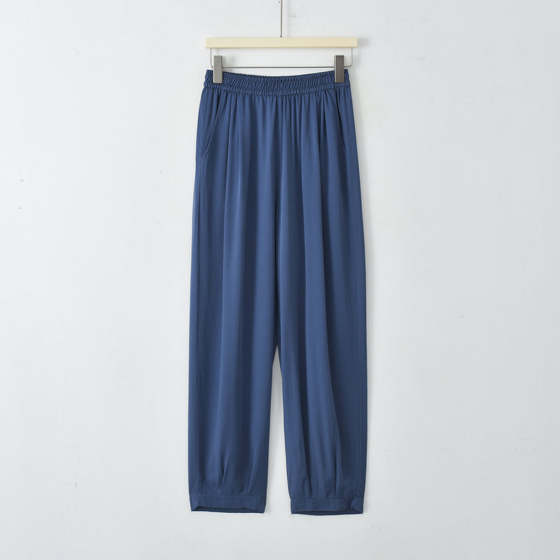 绵绸裤女夏季薄款妈妈哈伦裤防蚊裤沙滩裤家居大码绵绸人造棉裤子