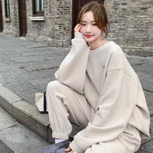 韩版春秋季新款休闲运动套装女时尚百搭跨境减龄卫衣宽松两件套潮