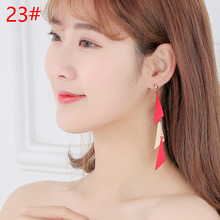 韩版INS时尚个性流行饰品大红三角形长款流苏耳环气质几何耳坠