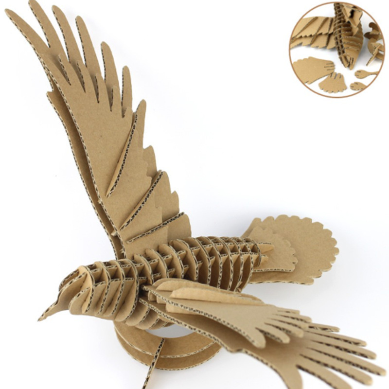 纸质瓦楞3d立体拼图环保纸板拼插装模型动物创意拼装饰品跨境外贸