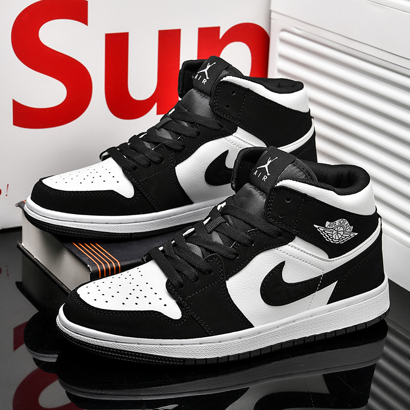 莆田aj男鞋中帮新款黑白熊猫黑曜石板鞋休闲运动鞋百搭情侣潮女鞋