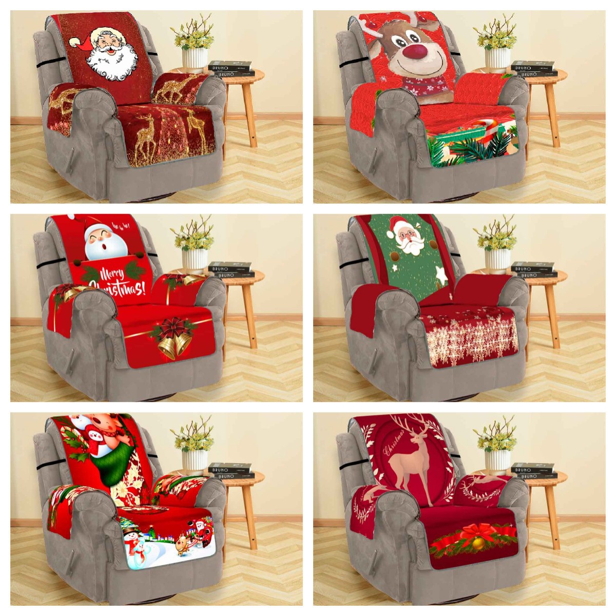 [Elxi] Christmas Red Ball 3D Digital Printing Sofa Cover Factory Direct Sales Sofa Cushion Sofa Dust-Proof Pad