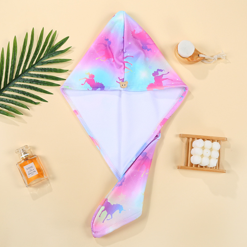 Hair-Drying Cap New Digital Sublimation Printing Shampoo Towel Easy to Absorb Water and Quick-Drying Ms. Long Hair Turban Shower Cap