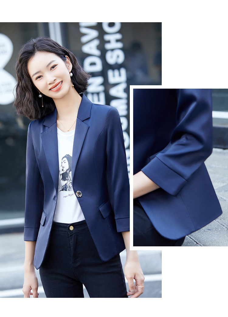 浅蓝色西装外套女2022春季新品休闲职业装套装韩版时尚女士小西服
