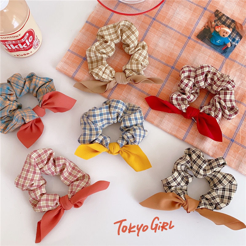 学院风布艺jk大肠发圈头绳制服风女生大肠圈扎马尾发绳优雅发饰