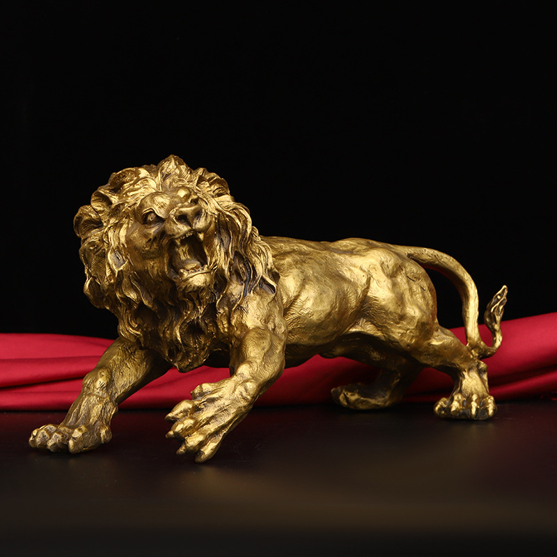 黄铜狮子黄铜狮子雄狮子家居装饰办公室工艺品摆件