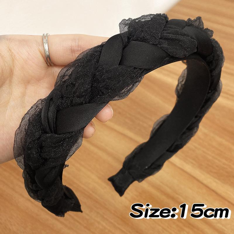 Wht Same Style Organza Braid Headband Female Online Influencer Non-Slip Hair Hoop Temperament Twist Braid Headband Autumn and Winter Headdress