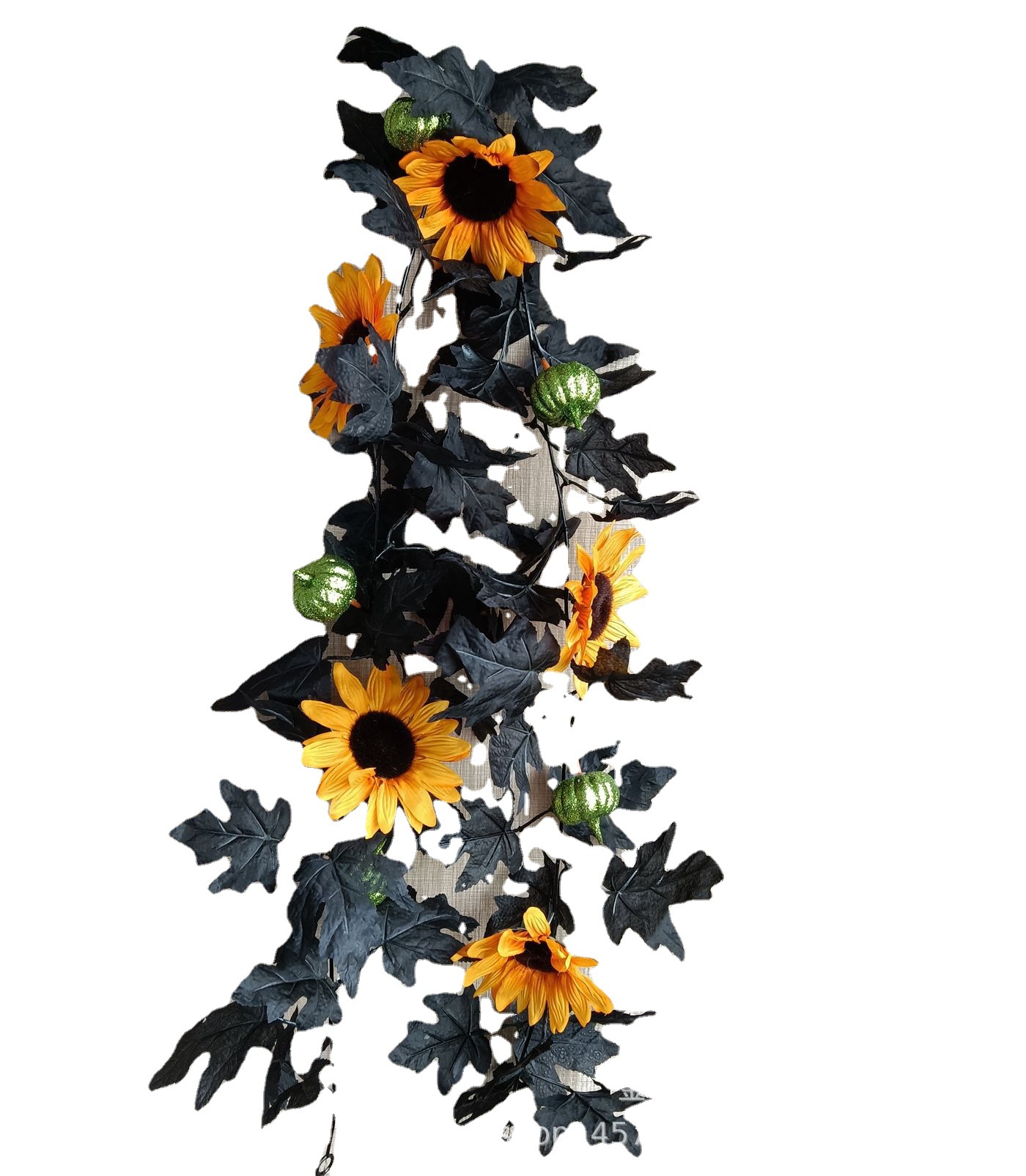 Cross-Border Amazon Halloween Maple Leaf Simulation Black Leaf Rattan SUNFLOWER Sunflower Rattan Halloween Decorations