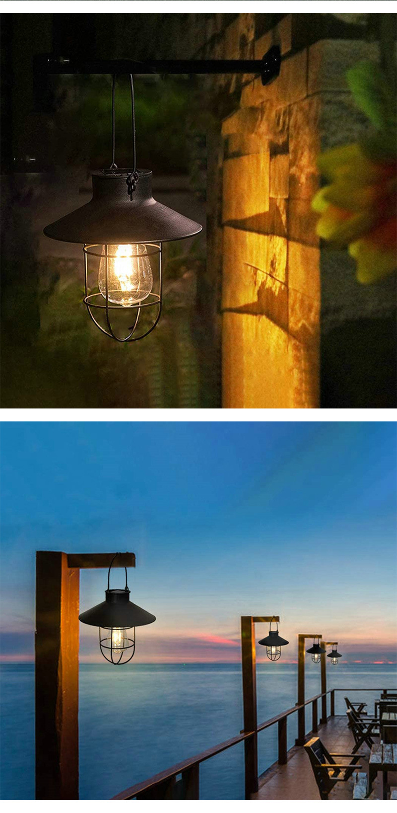 led太阳能小夜灯户外景观庭院装饰阳台花园露台吊灯复古挂灯