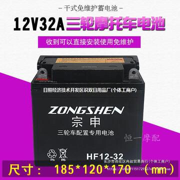 三轮摩托车电池12v14a32a免维护蓄电瓶宗申福田隆鑫燃油三轮通用