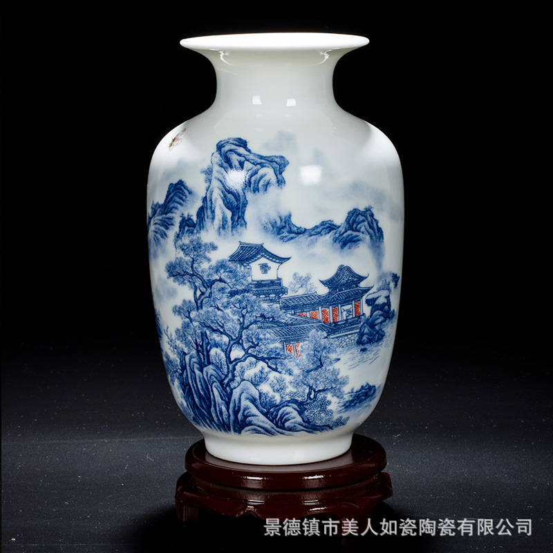 Jingdezhen Ceramic Vase Wholesale Simple Vintage Crafts Decoration Home New Chinese Style Flower Arrangement Decoration Furnishings