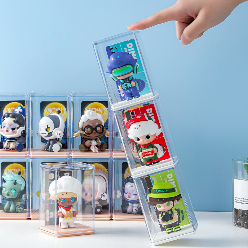 Blind Box Storage Display Stand Single Transparent and Dustproof Acrylic Pop Mart Hand-Made Display Cabinet Doll