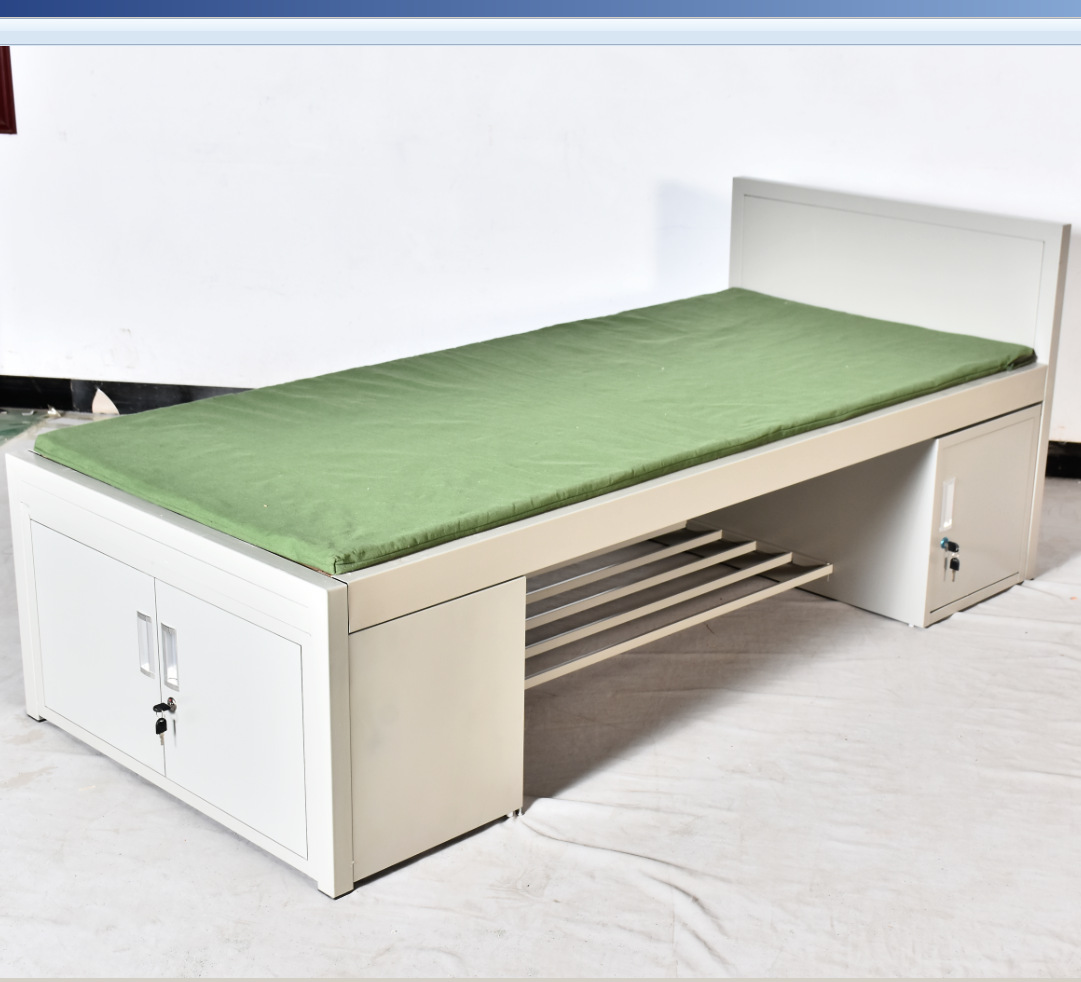 制式单人床钢制单人床单人铁床宿舍单人铁床带床下柜带鞋架单人床