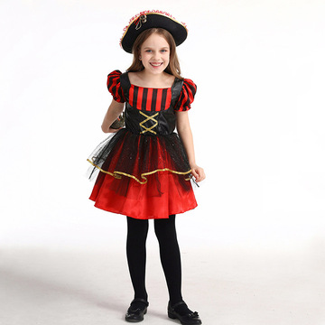 定制万圣节cosplay儿童加勒比海盗裙子服饰装扮骷髅头服装