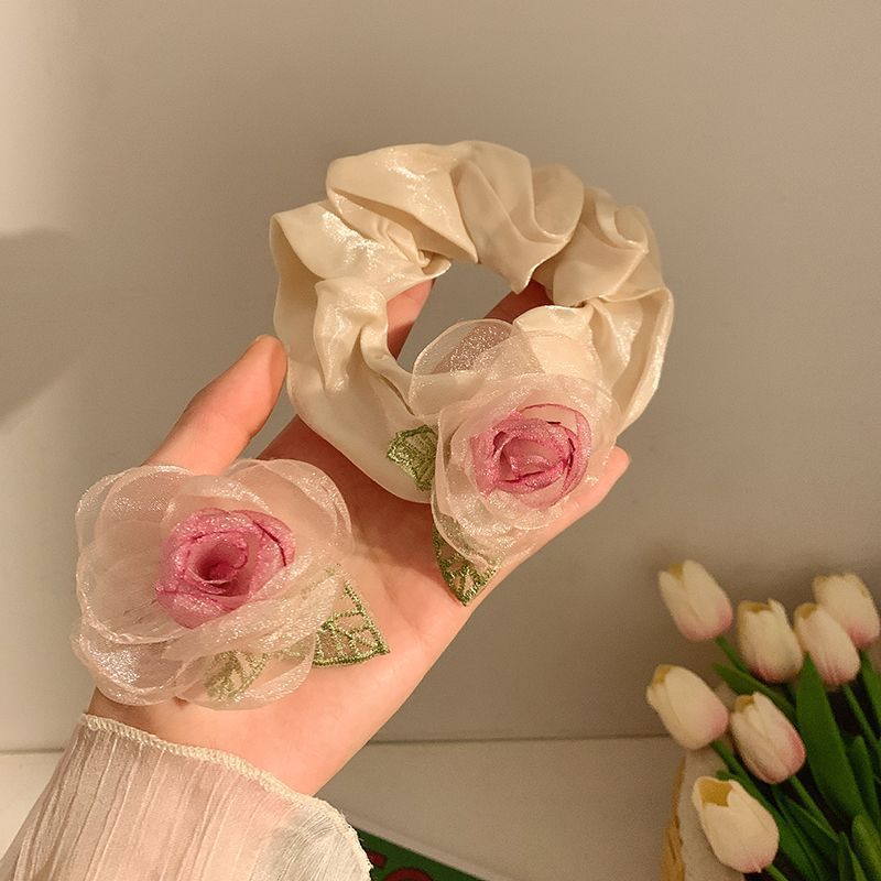 French Retro Good-looking Super Fairy Gentle Rose Large Intestine Hair Band New Cute Sweet Flowers Hairpin Hair Rope