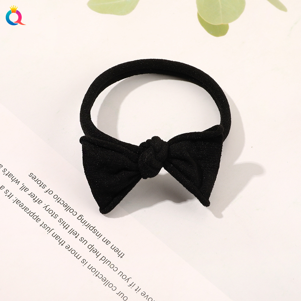 Japanese and Korean Fashion Candy-Colored Headband Basic Style Bow Seamless Hair Band Simple Ponytail Rubber Band