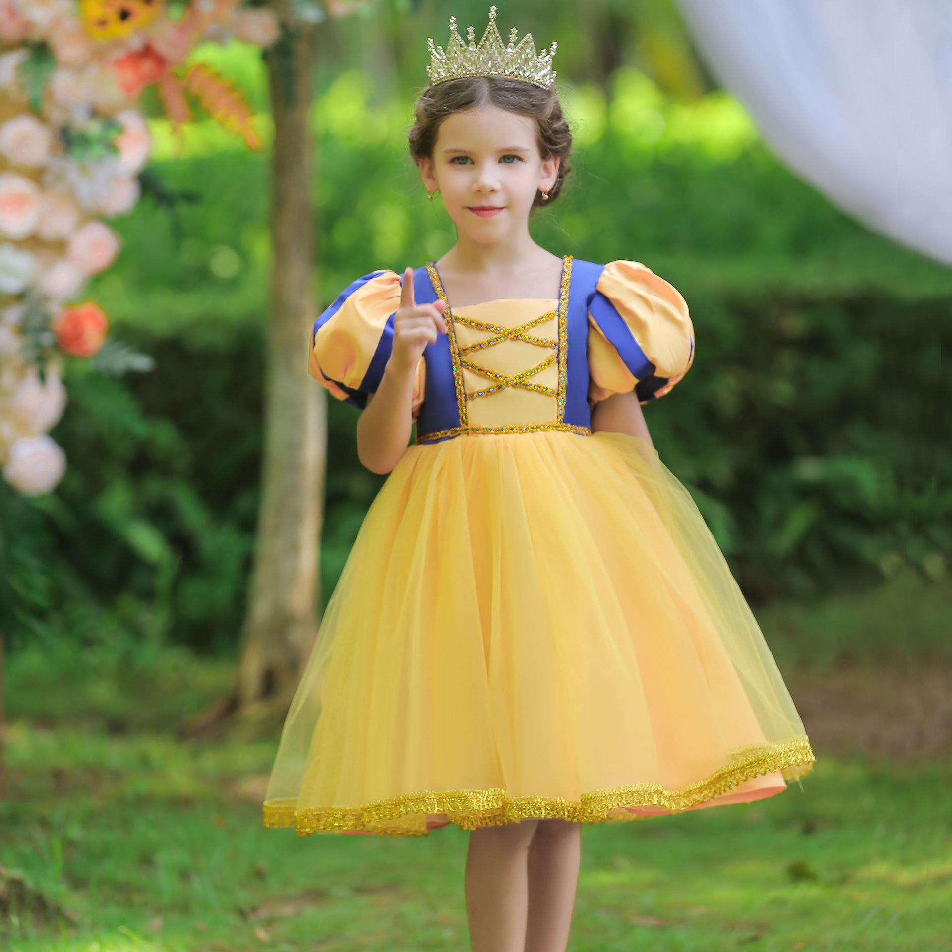 白雪公主系列设计师款儿童礼服连衣裙花童公主裙女孩周岁宴会礼服