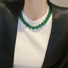 韩国helder同款黑色珍珠OT扣项链女轻奢小众高级感串珠锁骨链颈链