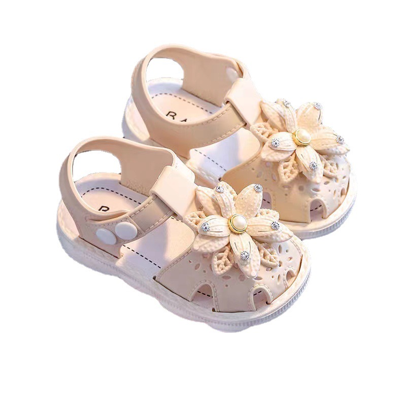 Girls' Sandals 2024 Summer Children's Closed Toe Soft Bottom New Little Girl Princess Shoes Infant Baby Toddler Shoes