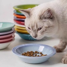 宠物猫咪碗陶瓷猫盘猫盘狗盘保护颈椎防黑下巴狗粮盘猫粮盘饮水盘