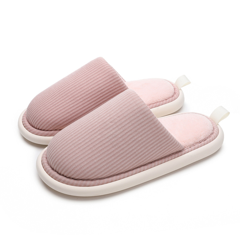 23 Autumn and Winter Couple Cotton Slippers Women's Home Couple Soft Bottom Mute Non-Slip Thermal Cotton Slippers Men