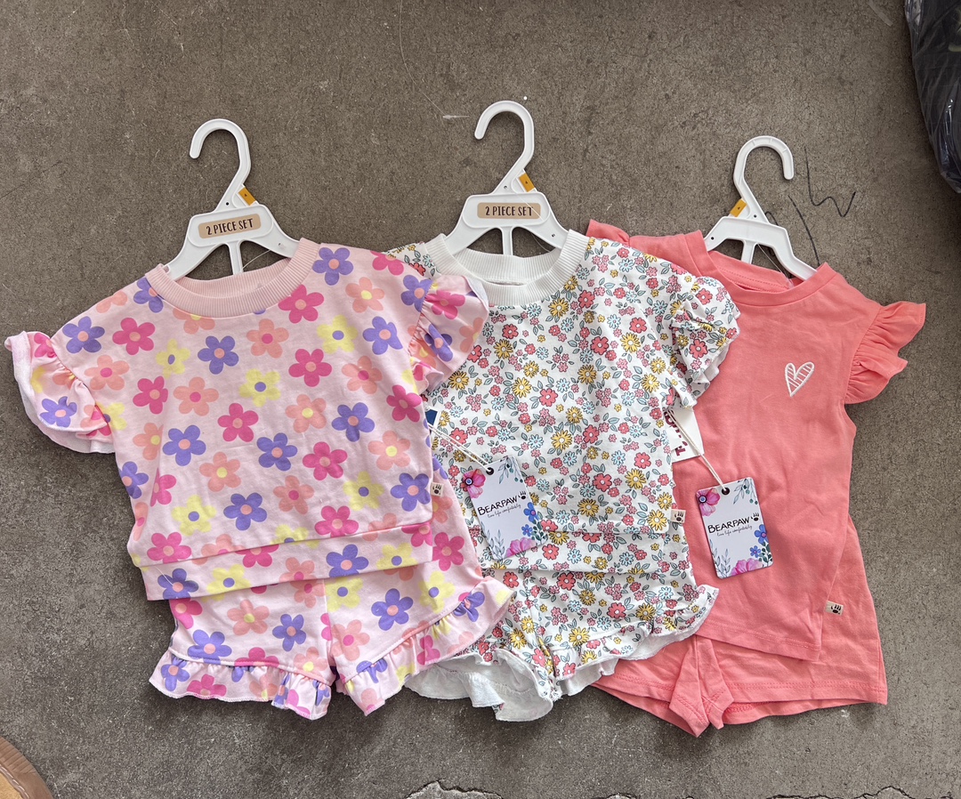 原单童装批发碎花外贸儿童套装女童t恤短裤两件套232-阿里巴巴