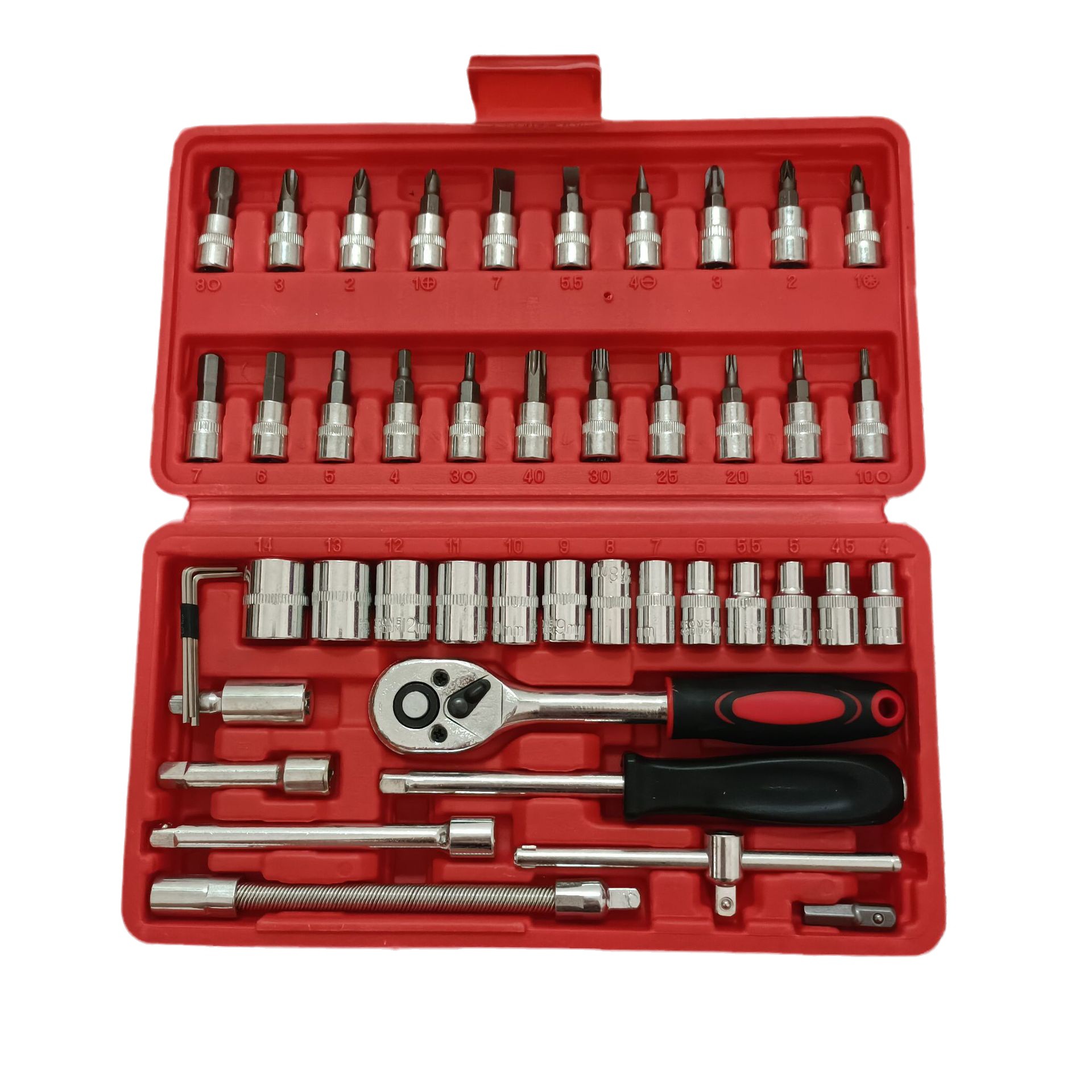 46-Piece Tool Socket Screwdriver Wrench Ratchet Wrench Hexagon Combination Set Motorcycle Repair Tools