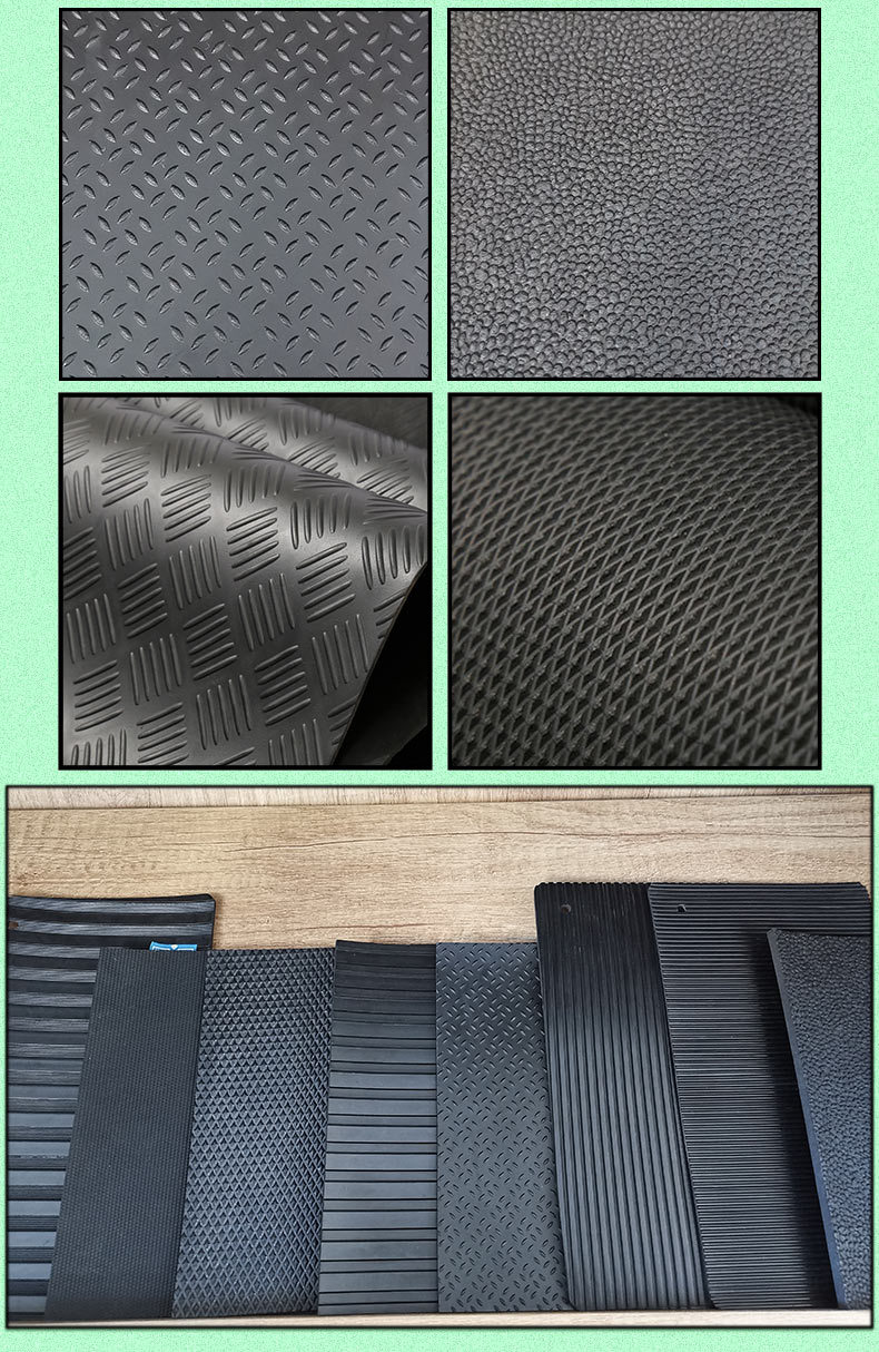 防滑橡胶板黑色工业防滑橡胶垫楼梯过道减震橡胶皮柳叶圆扣橡胶板
