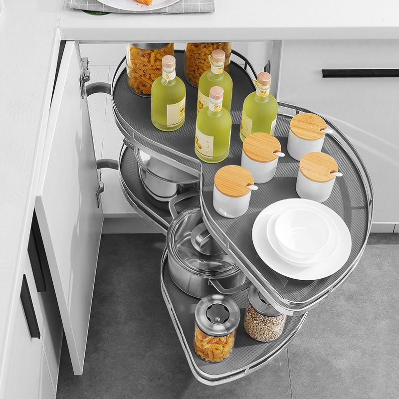 飞碟联动拉篮厨房橱柜转角拉篮置物架多功能收纳小怪物飞碟拉篮