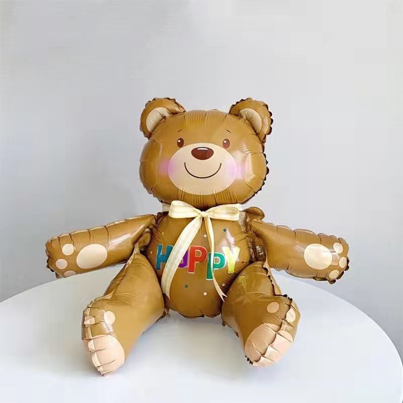 ins大号立体小熊气球拼装铝膜抱抱小熊玩具气球生日派对装饰布置