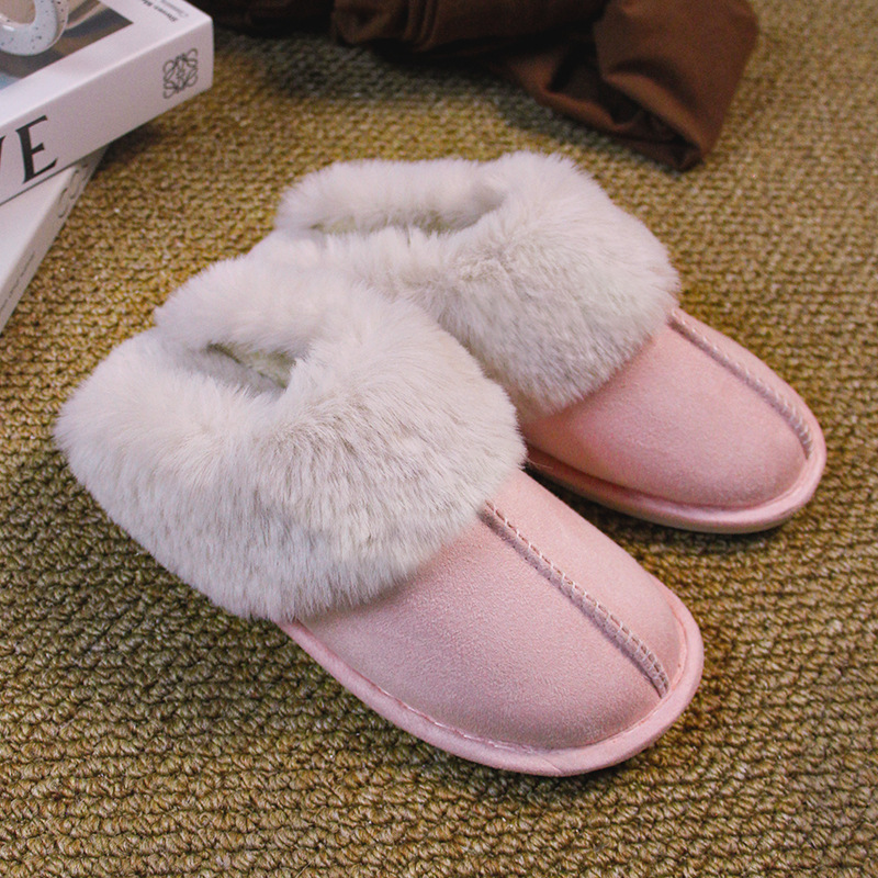 Cross-Border Home Cotton Slippers Non-Slip Closed Toe Autumn and Winter Couple Indoor Plush Comfortable Floor Confinement Cotton Slippers