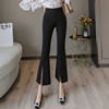 black Bell-bottoms Weila pants summer Paige Smaller children Versatile Self cultivation Show thin Split ends Ninth pants