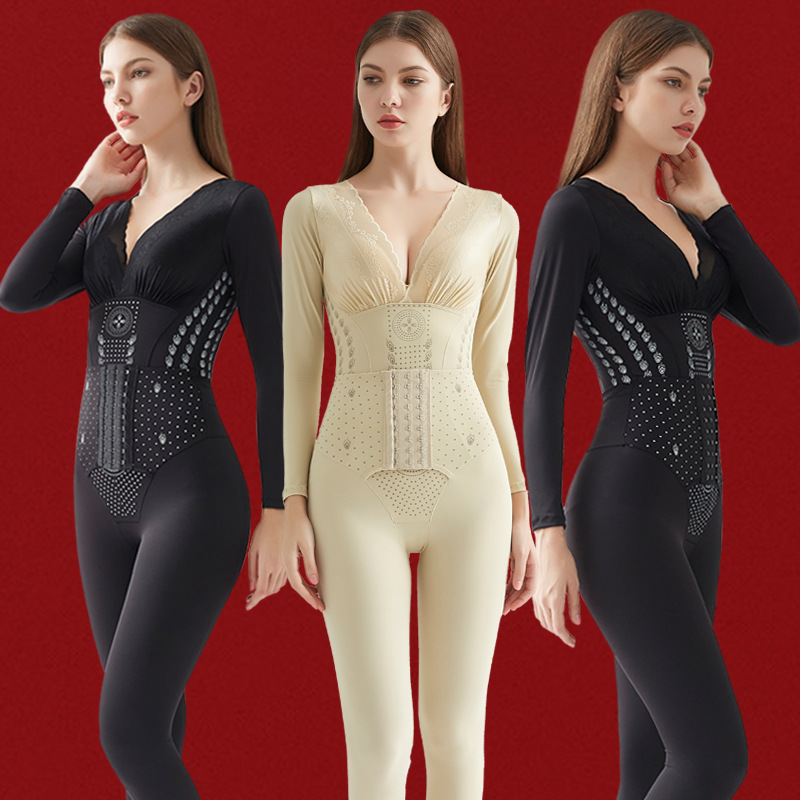 Autumn and Winter Corset Long-Sleeved Trousers One-Piece Enhanced Version Back Release Breasted Corset Anion Full-Length Garment