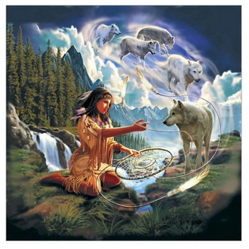 新款5d钻石画满钻美女与狼共舞客厅卧室砖石diy十字绣跨境