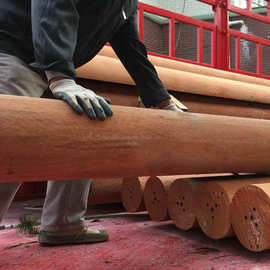 木柱子圆柱原木实木建筑圆木柱子防腐木圆柱立柱横梁亭子凉亭工程