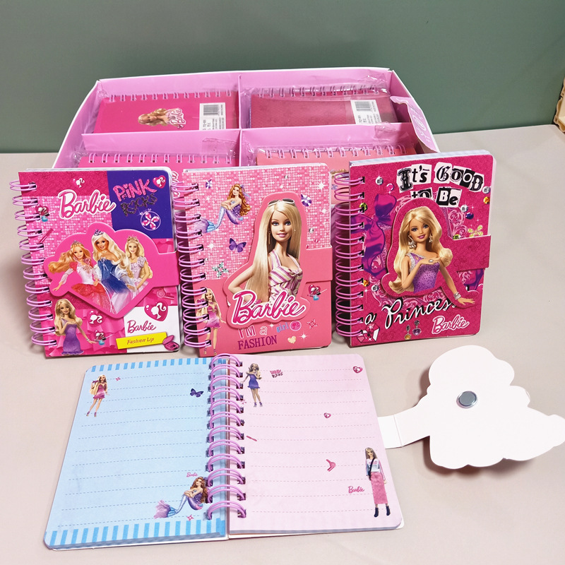 外贸芭比磁扣线圈本卡通动漫彩页笔记本可爱女孩公主活页记事本批