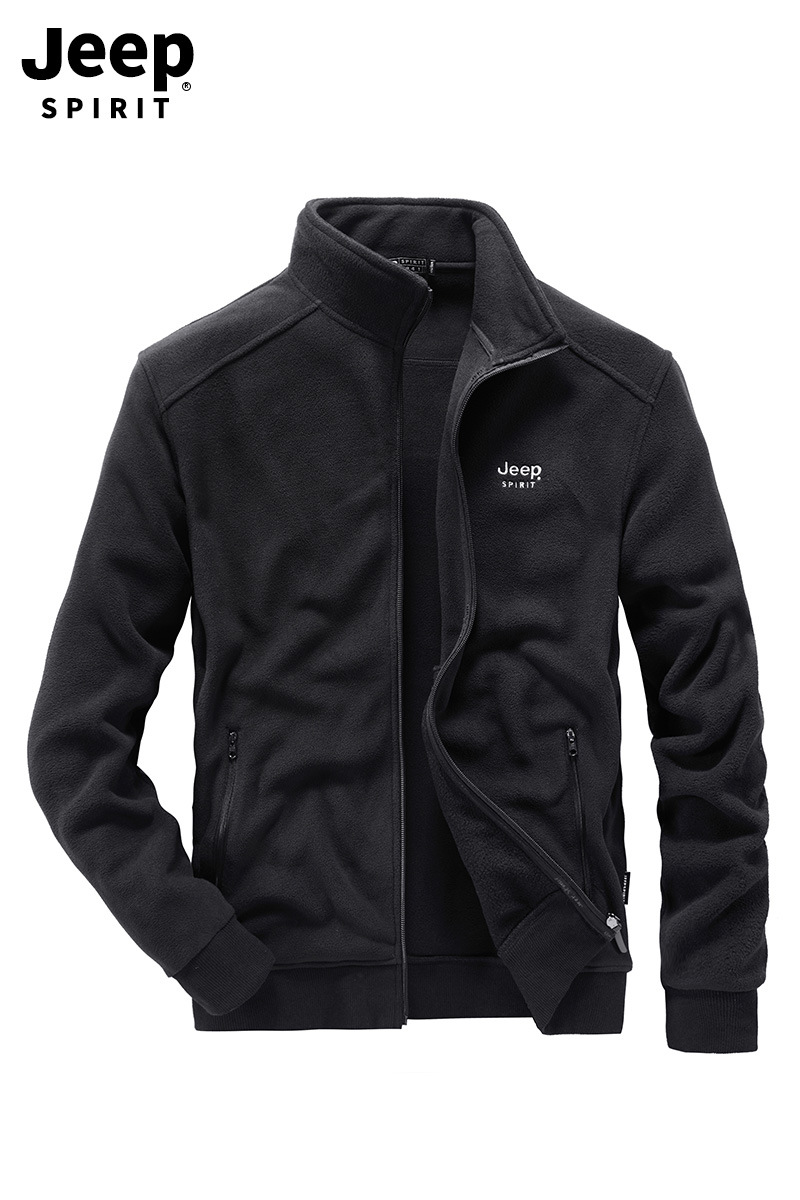 男士开衫抓绒衣立领保暖宽松大码男户外抓绒衣外套