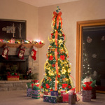跨境热销圣诞节装饰品PVC伸缩树折叠树带灯大花圣诞球蝴蝶结饰品