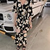 2022 summer new pattern fashion Western style Chiffon printing suit Korean Edition Wide leg pants Dress Two piece set