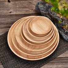 批发橡胶木圆盘 木质圆形托盘 酒店木质餐具点心碟面包水果盘小碟