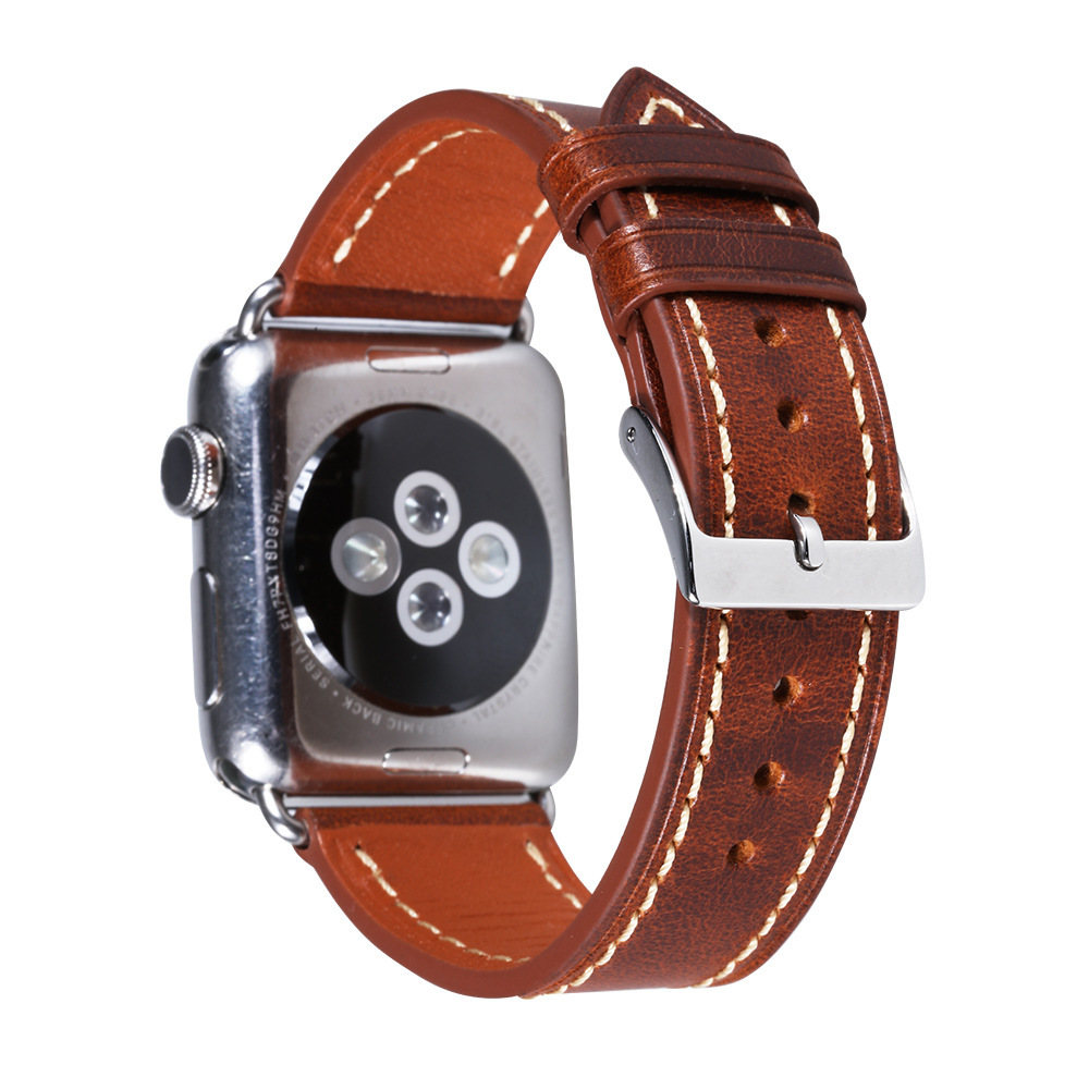 真皮手表带 适用iwatch band手表表带apple watch7/8SE裂纹皮表带