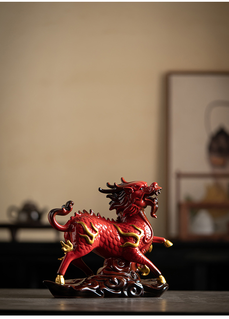 火麒麟摆件一对大号公母招财玄关家用门口开业办公室客厅礼品摆设