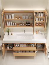S家用实木浴室柜组合智能卫浴柜肤感可丽耐一体盆卫生间洗手浴柜