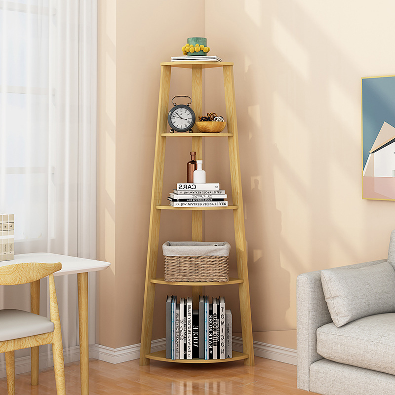 北欧墙角置物架三角形架子落地客厅卧室转角书架花架角柜收纳架