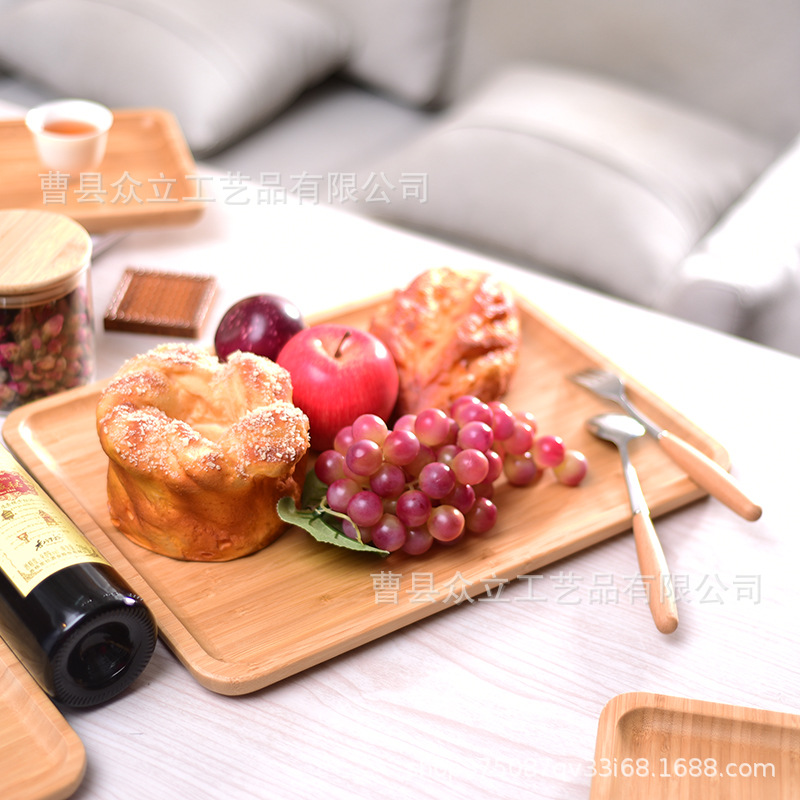 Production Hotel Household Bamboo Wooden Tray Japanese Rectangular round Tea Tray Fruit Plate Barbecue Plate Small Plate Plate