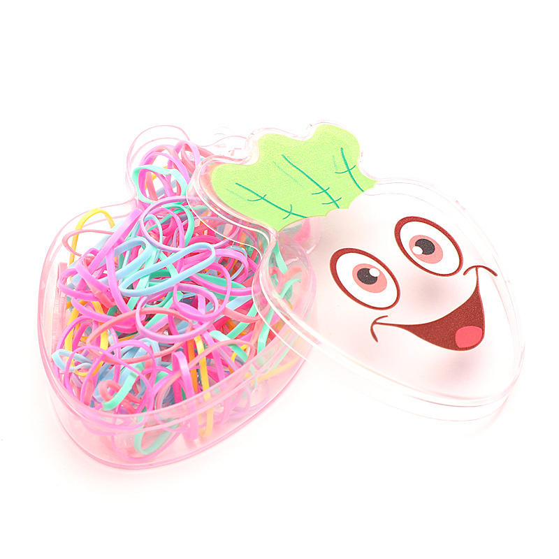 Factory Direct Sales Children's Hair Band Cartoon Carrot Boxed Large Capacity Rubber Band Does Not Hurt Hair Disposable Rubber Band