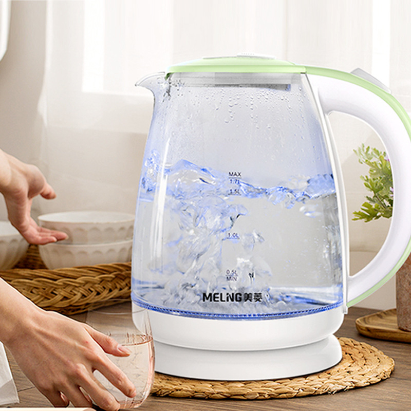 家庭适用美菱玻璃电热水壶烧水壶自动断电开水电煮茶养生壶天青绿