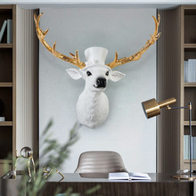 创意鹿头壁挂美式复古客厅沙发背景墙挂件餐厅立体动物头鹿角装饰